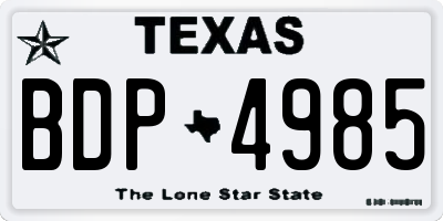 TX license plate BDP4985