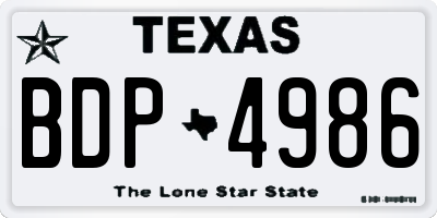 TX license plate BDP4986