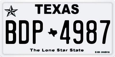 TX license plate BDP4987