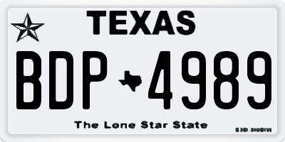 TX license plate BDP4989