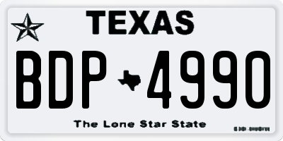 TX license plate BDP4990