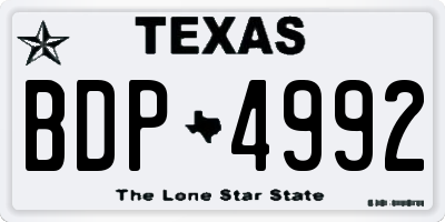 TX license plate BDP4992