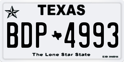 TX license plate BDP4993