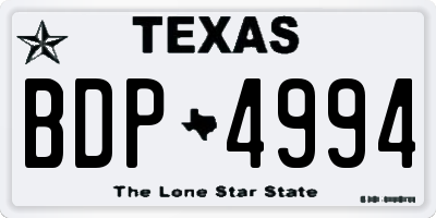 TX license plate BDP4994