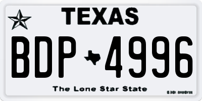 TX license plate BDP4996