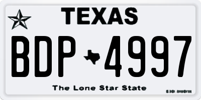 TX license plate BDP4997