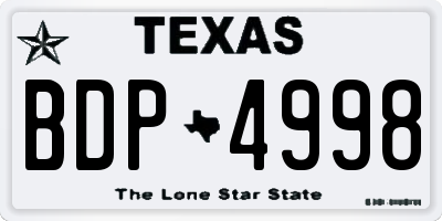 TX license plate BDP4998