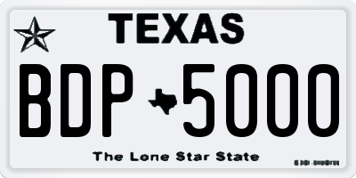TX license plate BDP5000