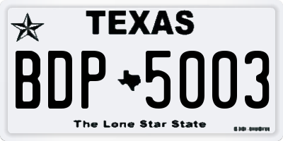 TX license plate BDP5003