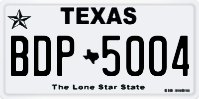 TX license plate BDP5004
