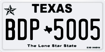 TX license plate BDP5005