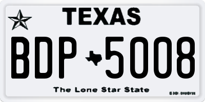 TX license plate BDP5008