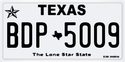 TX license plate BDP5009