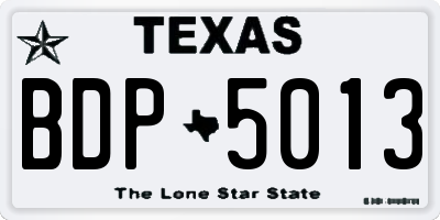 TX license plate BDP5013