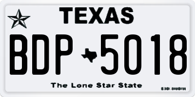 TX license plate BDP5018