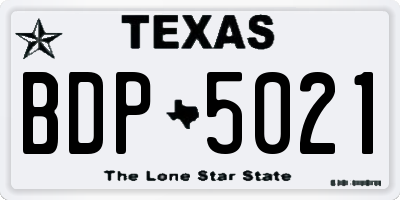 TX license plate BDP5021