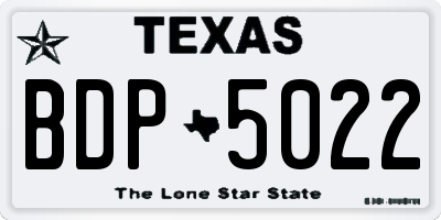 TX license plate BDP5022