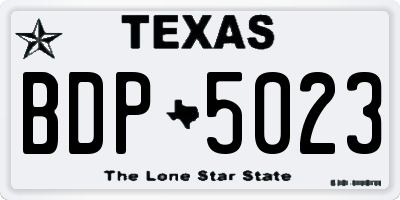 TX license plate BDP5023