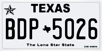 TX license plate BDP5026