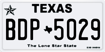 TX license plate BDP5029