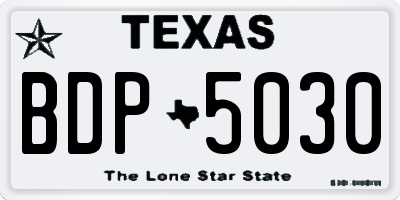 TX license plate BDP5030