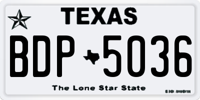 TX license plate BDP5036