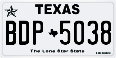 TX license plate BDP5038