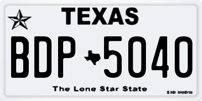 TX license plate BDP5040