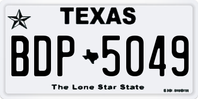 TX license plate BDP5049