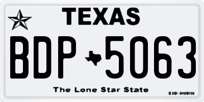 TX license plate BDP5063