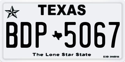TX license plate BDP5067