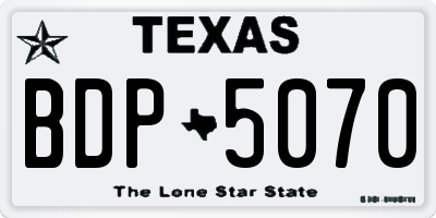 TX license plate BDP5070