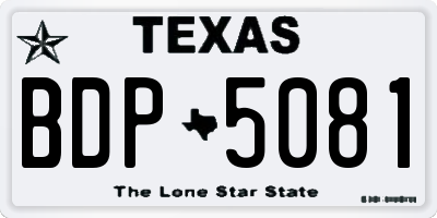TX license plate BDP5081
