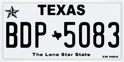 TX license plate BDP5083