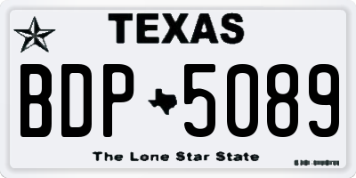 TX license plate BDP5089