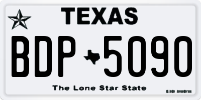 TX license plate BDP5090