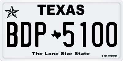 TX license plate BDP5100