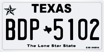 TX license plate BDP5102