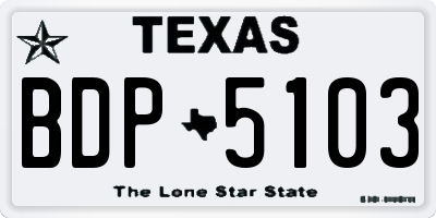 TX license plate BDP5103