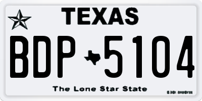 TX license plate BDP5104