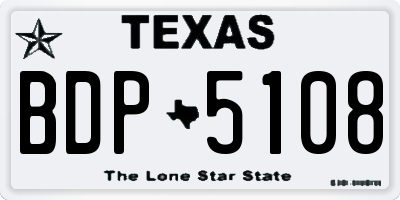 TX license plate BDP5108