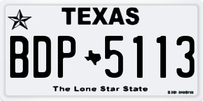 TX license plate BDP5113