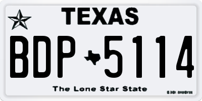 TX license plate BDP5114
