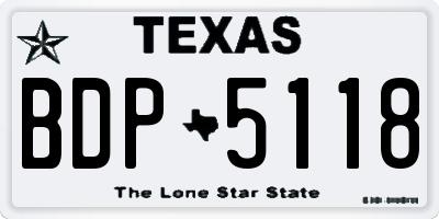 TX license plate BDP5118