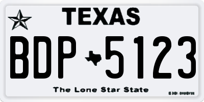 TX license plate BDP5123