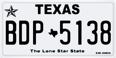 TX license plate BDP5138