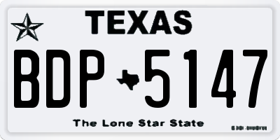 TX license plate BDP5147