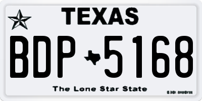 TX license plate BDP5168