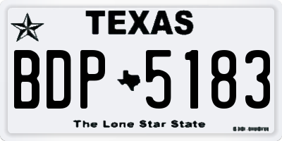 TX license plate BDP5183