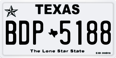 TX license plate BDP5188